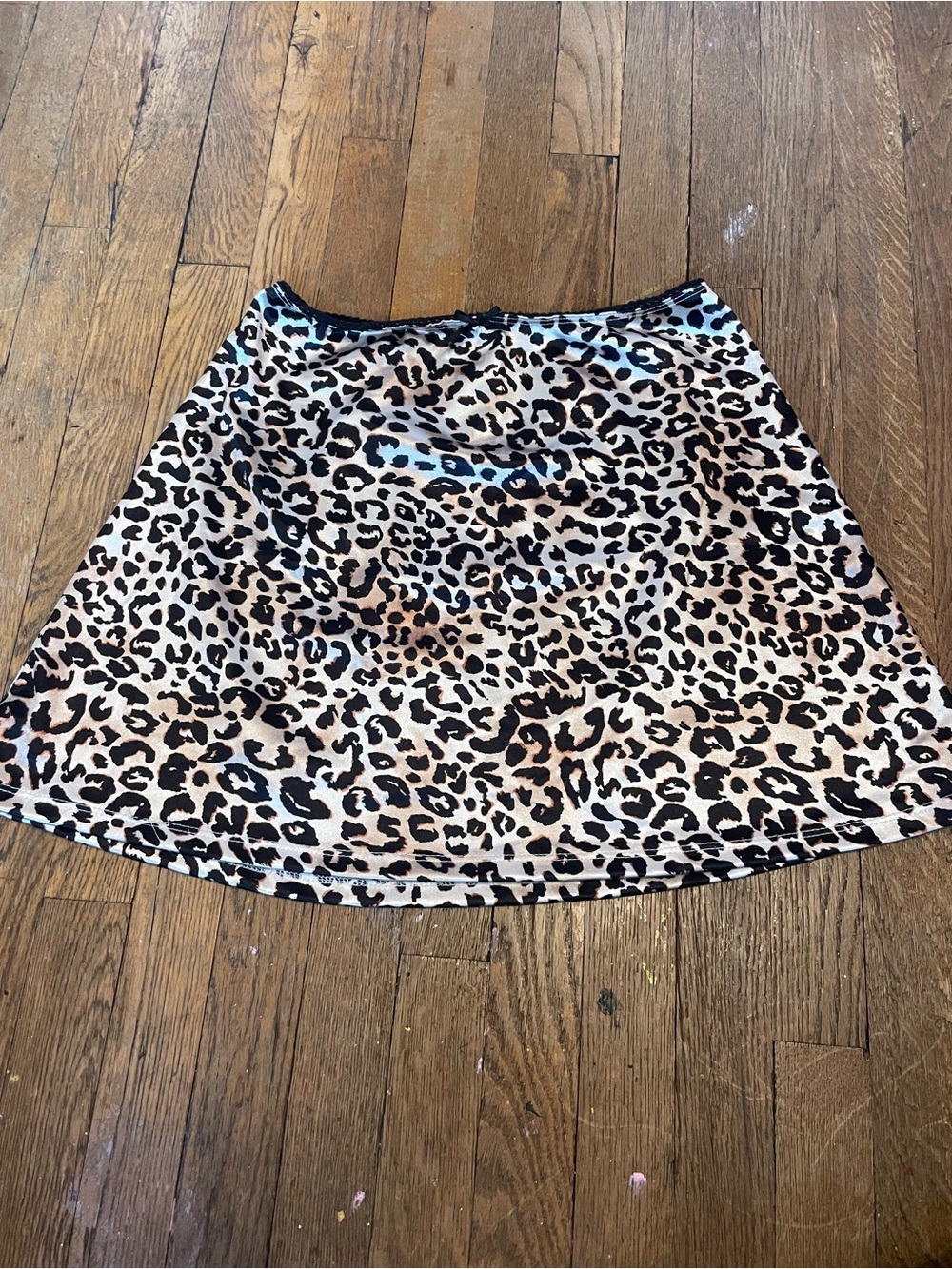 Streetwear Society Leopard Print Skater Skirt - Black & Tan